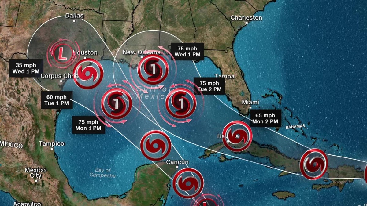 mapa dos tormentas Golfo de México
