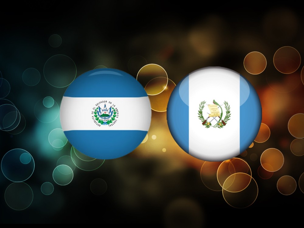 fondos de burbujas y las banderas circulares de Guatemala y El Salvador