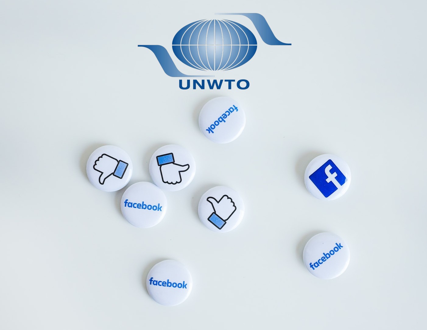 sellos de Facebook y Likes y logo de la OMT encima
