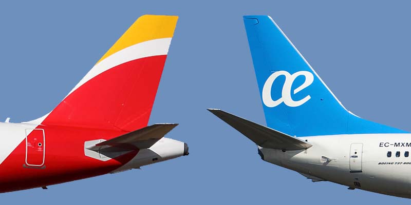 colas de aviones de Iberia y Air Europa